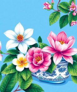 Vintage Delftware Amazonian Blooms Paint By Numbers