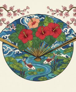 Vintage Edo Hibiscus Fan Paint By Numbers