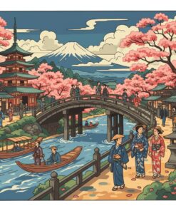 Vintage Edo Promenade Walk Paint By Numbers