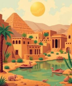 Vintage Egyptian Oasis Paint By Numbers