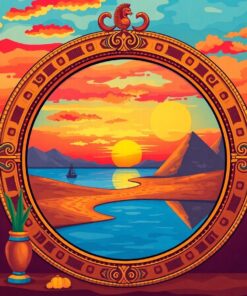 Vintage Egyptian Sunset Mirror Paint By Numbers