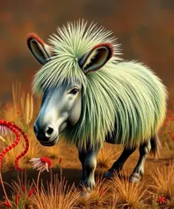 Vintage Elephant Grass Burro Paint By Numbers