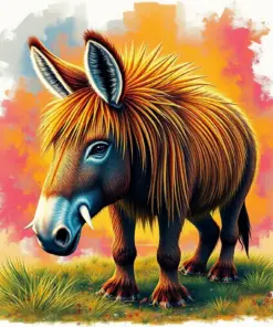 Vintage Elephant Grass Burro Paint By Numbers