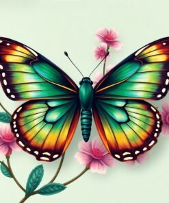 Vintage Emerald Butterfly Paint By Numbers