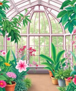 Vintage Emerald Conservatory Botanist Paint By Numbers