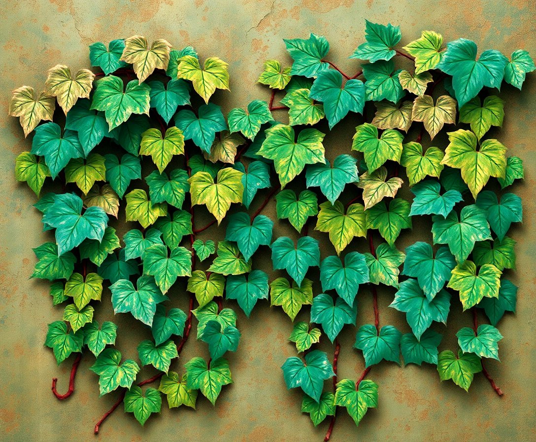 Vintage Emerald Patina Vines Paint By Numbers Kit completed