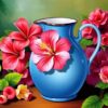 Vintage Enamel Hibiscus Pitcher Paint By Numbers