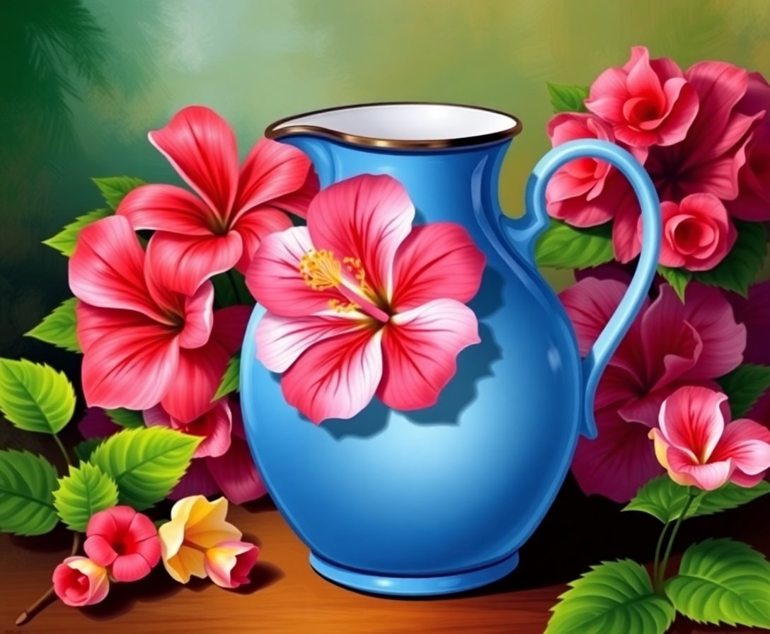 vintage-enamel-hibiscus-pitcher-paint-by-numbers-kit