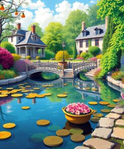 Vintage Estate Water Garden Paint By Numbers