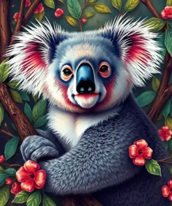 Vintage Eucalyptus Koala paint by numbers