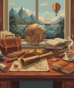 Vintage Explorer Mahogany Desk Paint By Numbers