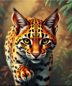 Vintage Fernery Ocelot Prowl Paint by Numbers