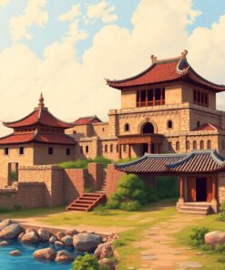 Vintage Feudal Island Ruins Paint By Numbers