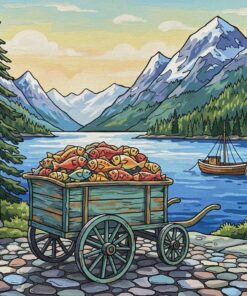 Vintage Fjord Fish Cart Paint By Numbers