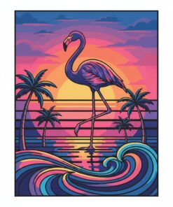 Vintage Flamingo Neon Dusk Paint By Numbers