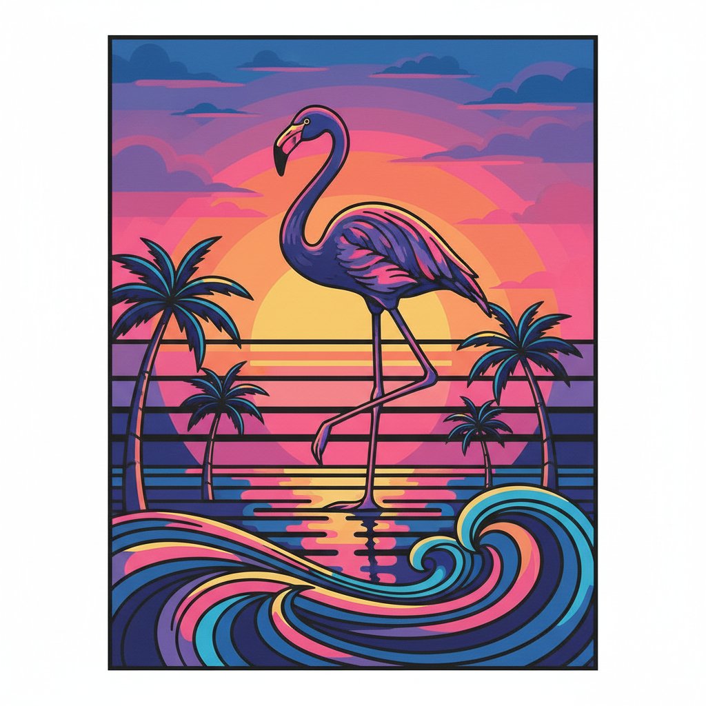 vintage-flamingo-neon-dusk-paint-by-numbers-kit-entertainment-art