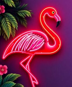 Vintage Flamingo Neon Sign Paint By Numbers