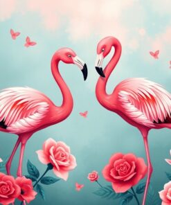 Vintage Flamingo Romance Paint By Numbers