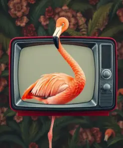 Vintage Flamingo Static Screen Paint By Numbers