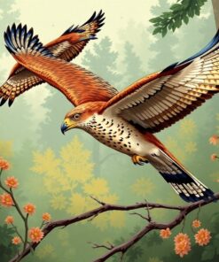 Vintage Forest Hawk Flock Paint By Numbers