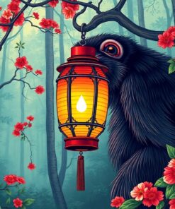 Vintage Forest Lantern Primate Paint By Numbers