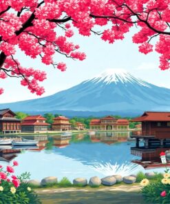 Vintage Fuji Summer Postcard Paint By Numbers