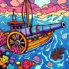 Vintage Galleon Cannon Reef Paint By Numbers