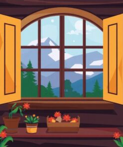 Vintage Geometric Cabin Window Paint By Numbers