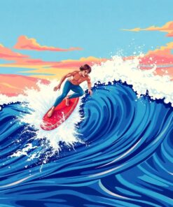 Vintage Glassy Wave Rider Paint By Numbers