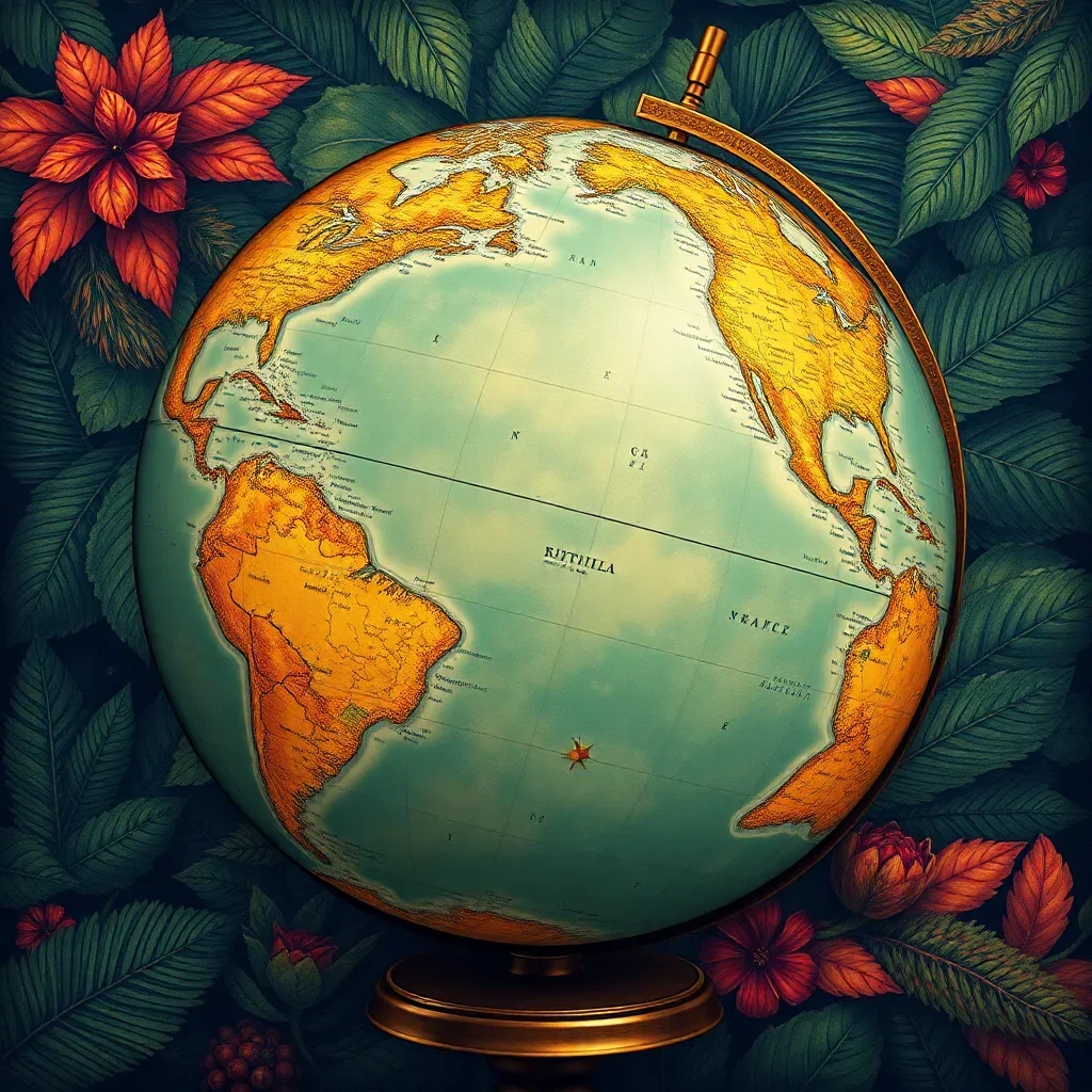 Vintage Globe Tropical Harvest Paint By Numbers Kit completed