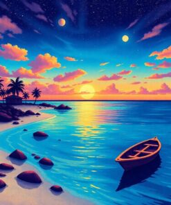 Vintage Glowing Atoll Shore Paint By Numbers