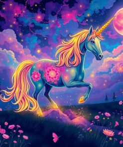 Vintage Glowing Unicorn Trail Paint By Numbers