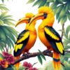 Golden Hornbills Paint Numbers