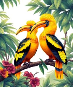 Golden Hornbills Paint Numbers