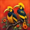 Vintage Golden Hornbills paint by numbers