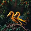 Vintage Golden Hornbills Paint By Numbers