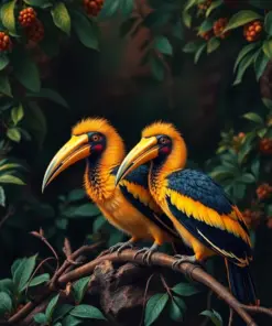 Vintage Golden Hornbills Paint By Numbers