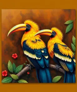 Vintage Golden Hornbills paint by numbers