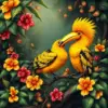 Vintage Golden Hornbills Paint By Numbers