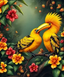 Vintage Golden Hornbills Paint By Numbers