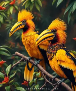 Vintage Golden Hornbills paint by numbers