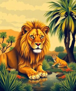 Lion Oasis Paint Numbers