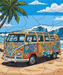 Vintage Graffiti Beach Bus Paint By Numbers