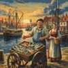 Vintage Harbor Fishmonger Trade Paint By Numbers