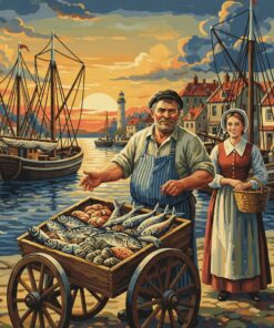 Vintage Harbor Fishmonger Trade Paint By Numbers