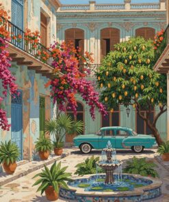 Vintage Havana Courtyard Blooms Paint By Numbers