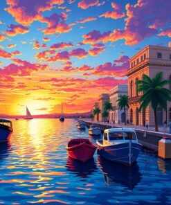 Vintage Havana Harbor Sunset Paint By Numbers
