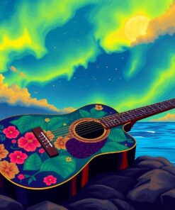 Vintage Hawaiian Aurora Guitar Paint By Numbers