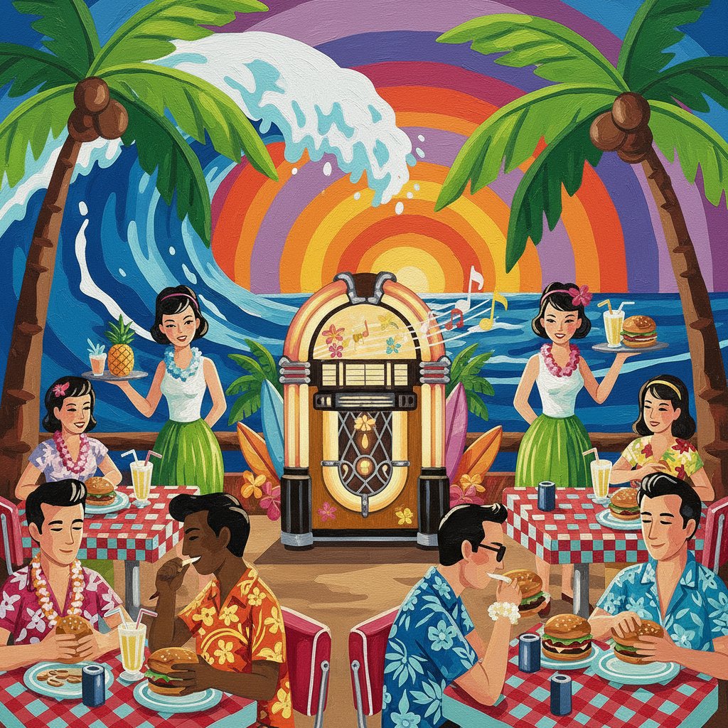 vintage-hawaiian-diner-tune-paint-by-numbers-kit-pop-culture