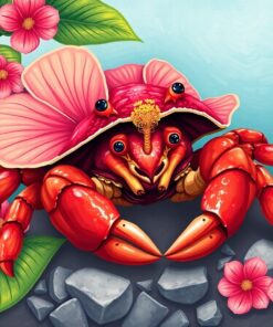 Vintage Hibiscus Hermit Crab Paint By Numbers
